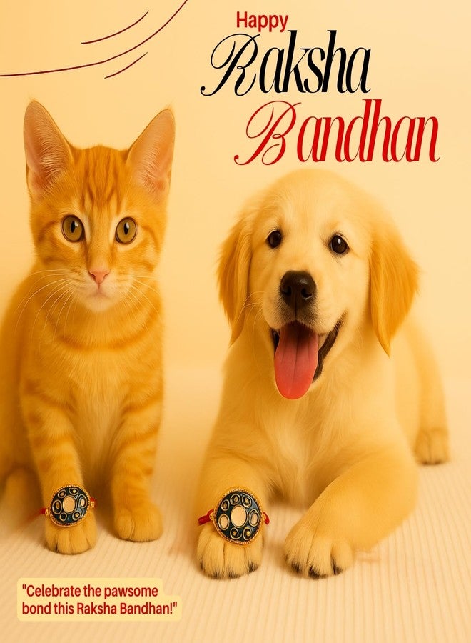 سايج سكوير راخي مربع الشكل على شكل مخلب من المريمية للحيوانات الأليفة | خيط راتنجي على شكل عين الحسد للكلاب والقطط | احتفل بحب الحيوانات الأليفة في عيد راكشا باندهان | هدية فريدة لمحبي الحيوانات (التصميم 5) - Image 2